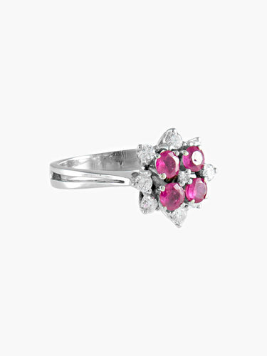 Bague 53 BAGUE VINTAGE RUBIS ET DIAMANTS EN OR BLANC 58 Facettes