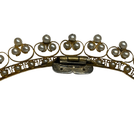 Accessoire COURONNE DIADEME OR 18K ET PERLES 58 Facettes