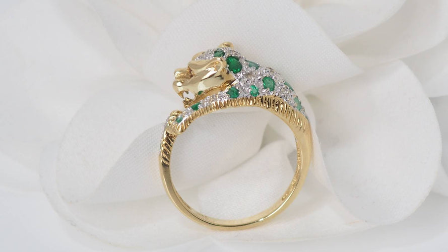 Bague 53.5 Bague Panthère émeraudes et diamants 58 Facettes 31862