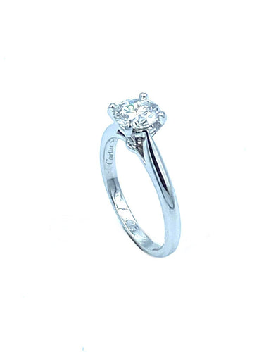 Boucles d'oreilles 46 Cartier. Solitaire 1895, platine et diamant GIA 58 Facettes
