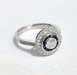 Bague 54 Bague style art déco saphirs et diamants 58 Facettes 1-847/2
