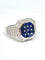 Bague Chevalière or blanc saphirs calibrés et diamants 58 Facettes