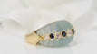 Bague 51 Bague jonc en or jaune  saphirs et diamants sur quartz vert 58 Facettes 30973