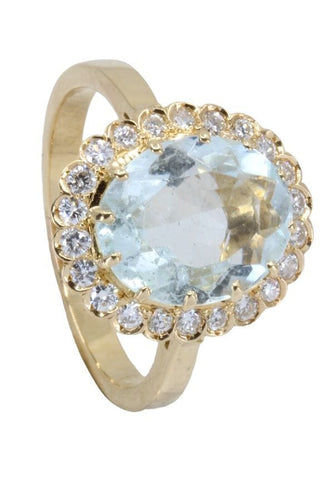 Bague 56 BAGUE MARGUERITE AIGUE-MARINE ET DIAMANTS 58 Facettes 058791