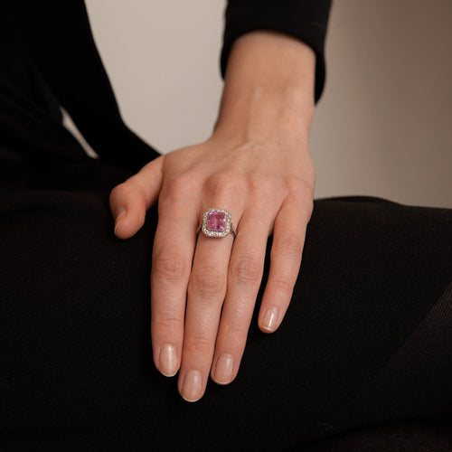 Bague 49.5 Bague Pierre rose et Diamants 58 Facettes