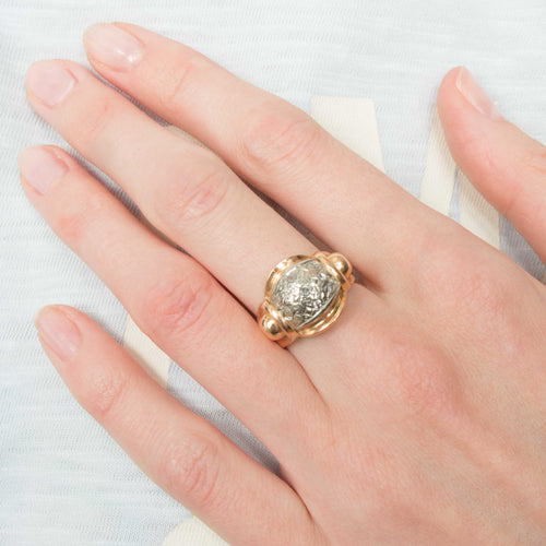 Bague 51 Bague Tank or jaune & platine 58 Facettes