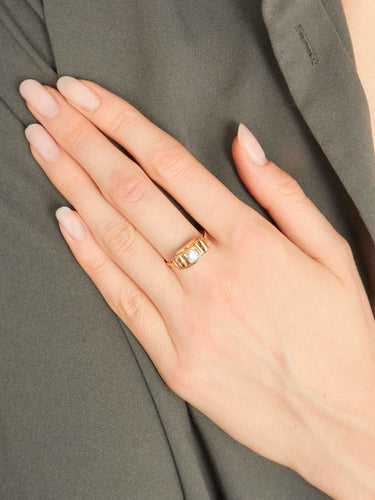 Bague 56 Bague Tank Or et Platine 58 Facettes