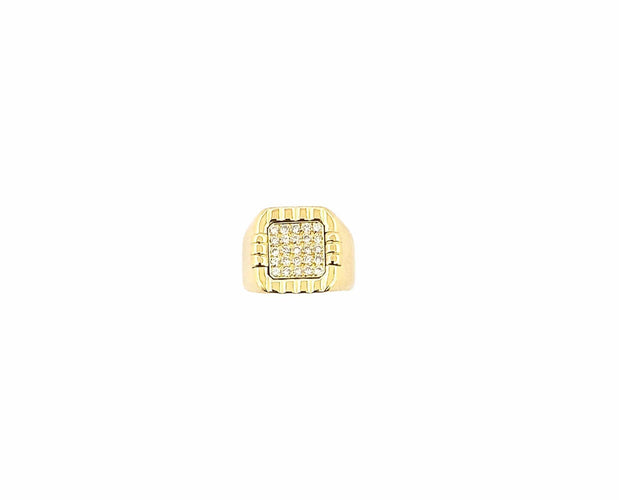 Bague 58 Chevalière vintage or massif 18 carats et diamants 58 Facettes