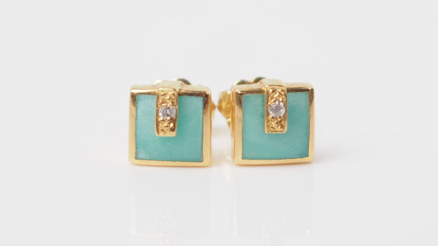 Boucles d'oreilles CLOZEAU - Boucles d'oreilles Or Résine Verte 58 Facettes clozeau