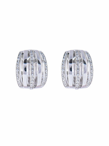 Boucles d'oreilles Créoles Rondes Or et Diamants 58 Facettes