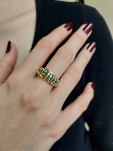 Bague 59 Bague jonc Or jaune Emeraude Diamant 58 Facettes 078101