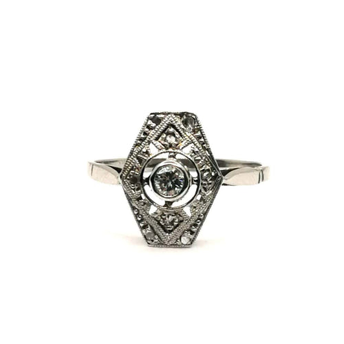 Bague 53 Bague Art Déco platine or blanc diamants 58 Facettes 2334