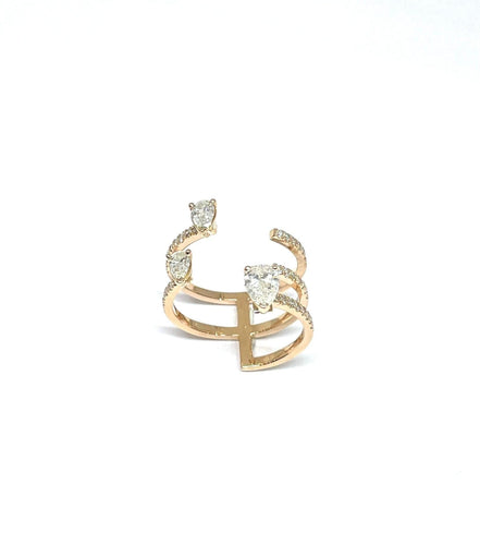 Bague Bague en or jaune et diamants forme poire 58 Facettes