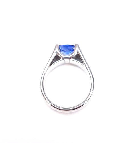 Bague 57 Bague or blanc saphir et diamants 58 Facettes DV.Bag.Saph.Dt