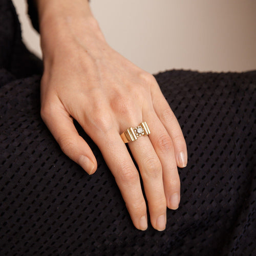 Bague 60 Bague Tank Or jaune, diamant 58 Facettes