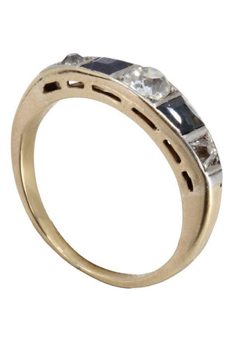 Bague BAGUE ART-DÉCO SAPHIRS ET DIAMANTS 58 Facettes 056271