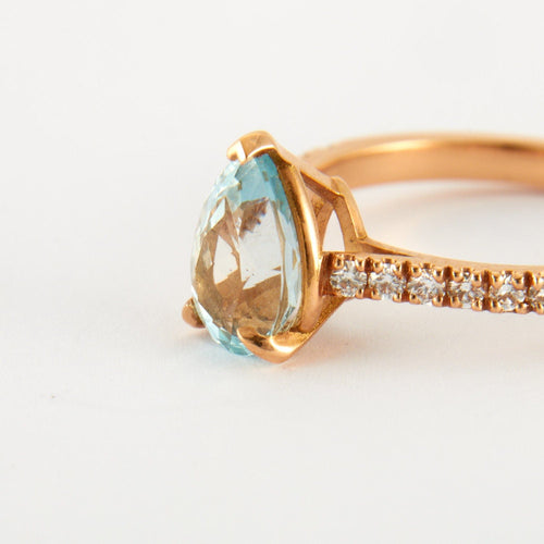 Bague 52 Bague Aigue marine & diamants 58 Facettes