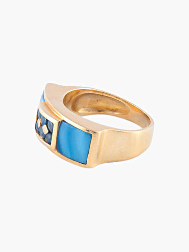 Bague Bague Or Jaune Email saphirs 58 Facettes