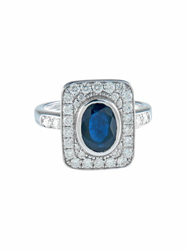 Bague 54 BAGUE  OR BLANC SAPHIR/DIAMANTS 58 Facettes 418 50070