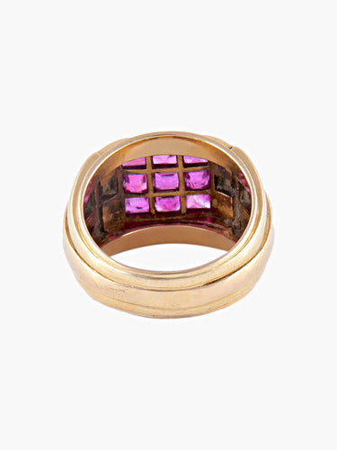 Bague 49 Bague Or jaune Rubis synthétiques 58 Facettes
