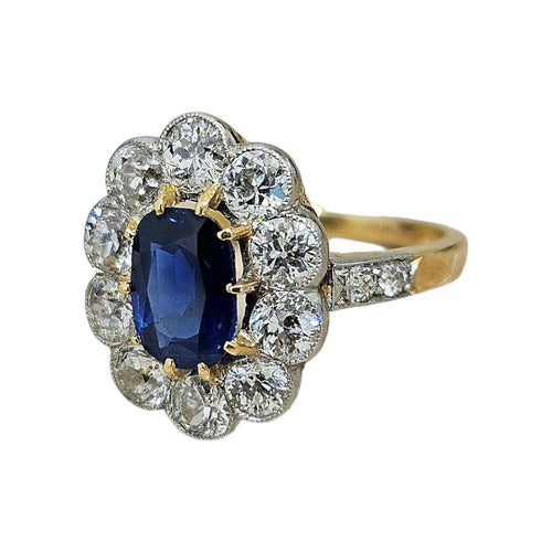 Bague 50 Bague marguerite Or jaune Platine Saphir Diamants 58 Facettes 1-1574/3