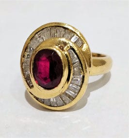 Bague 51 Bague or jaune tourbillon rubis et diamants 58 Facettes 1CA202/1