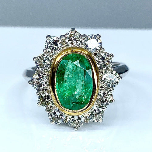 Bague 51 Bague marguerite Emeraude Diamants 58 Facettes AB203