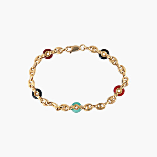 Bracelet Bracelet "grains de café" en or jaune et pierres dures 58 Facettes