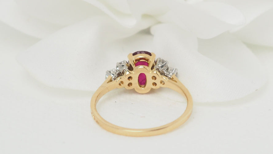 Bague 58 Bague or jaune rubis diamants 58 Facettes 32350