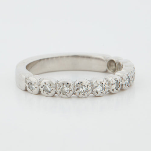 Bague 51 Demi alliance Or blanc Diamants 58 Facettes REF 9011/18