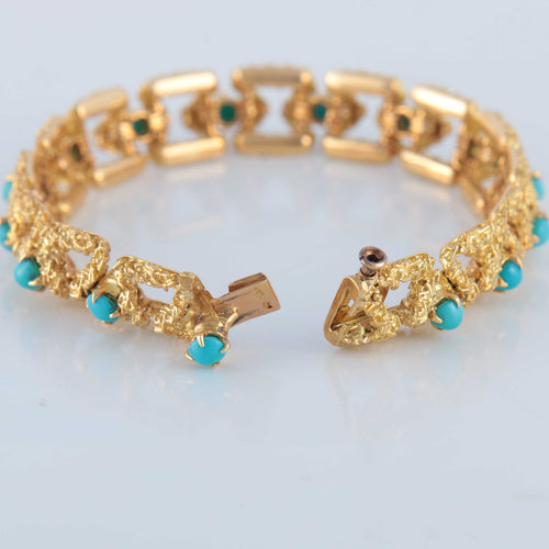 Bracelet Bracelet ancien Mauboussin or jaune turquoises 58 Facettes