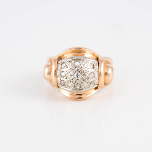 Bague 51 Bague Tank or jaune & platine 58 Facettes
