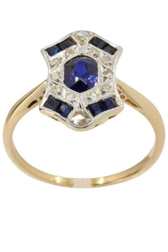 Bague BAGUE ART-DÉCO SAPHIRS ET DIAMANTS 58 Facettes 042001