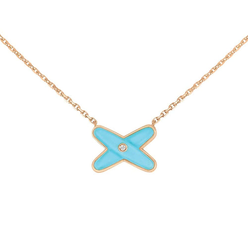 Collier CHAUMET - Collier "Liens" Or rose Turquoise Diamants 58 Facettes 082932