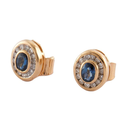 Clous d'oreilles Saphirs Diamants 58 Facettes