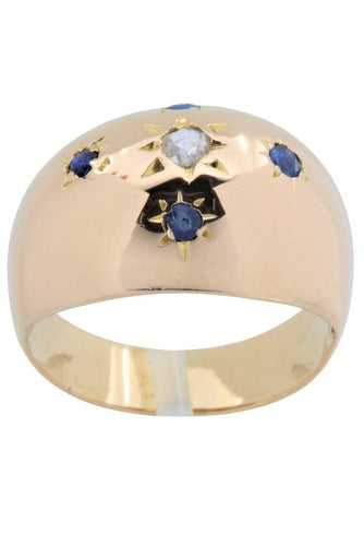 Bague BAGUE BOULE ANCIENNE SAPHIRS ET DIAMANT 58 Facettes 039451
