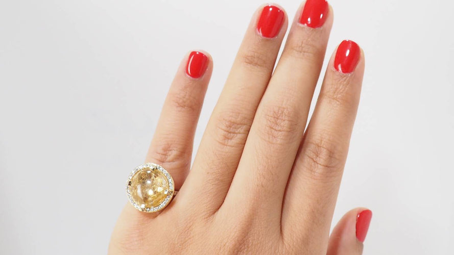 Bague 52 Bague Chaumet en or jaune, quartz rutile et diamants 58 Facettes 31955