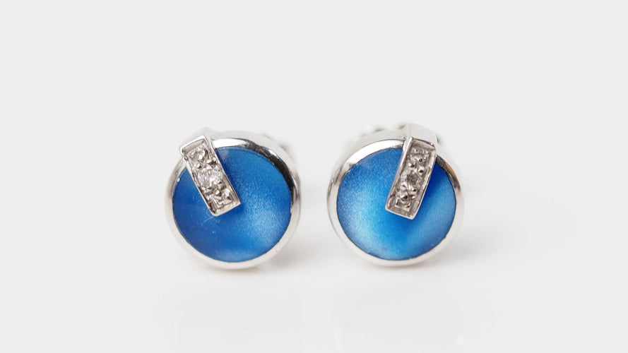 Boucles d'oreilles CLOZEAU - Boucles d'oreilles Or Résine bleue Diamant 58 Facettes clozeau