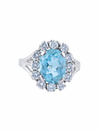 Bague Bague Marguerite Aigue-marine & Diamants 58 Facettes