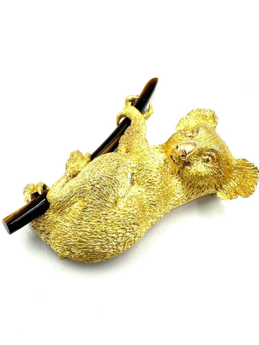 Broche PIAGET - Broche animalière Or Œil-de-tigre vers 1960 58 Facettes