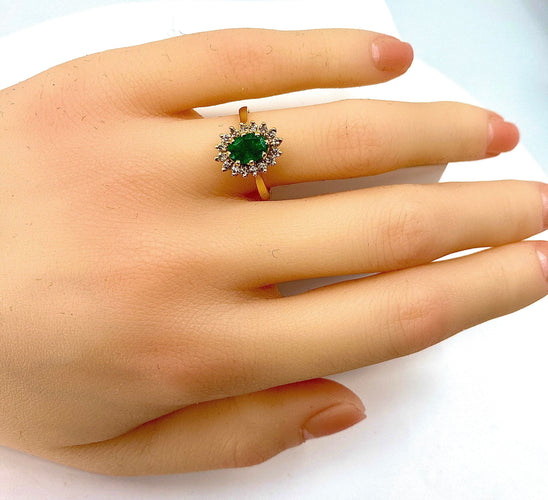 Bague Bague marguerite émeraude diamants 58 Facettes AB181