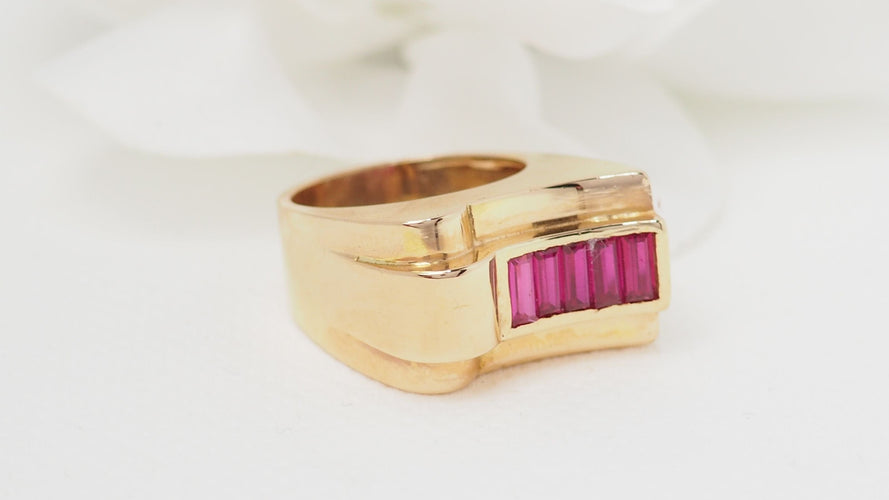 Bague 51 Bague Tank Or Rubis 58 Facettes 31703