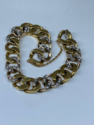 Bracelet Bracelet CARTIER en or jaune maillons gourmette sertis de diamants 58 Facettes