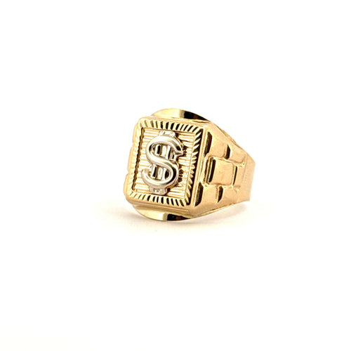 Bague 61 Chevalière Dollars en or jaune 18 carats 58 Facettes