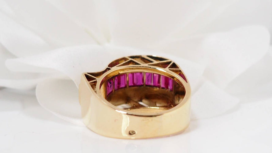 Bague Bague Tank des années 40 or jaune et diamant 58 Facettes 27033