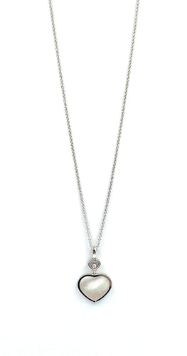 Collier Chopard. Collection Happy Hearts, collier or blanc, nacre et diamant 58 Facettes