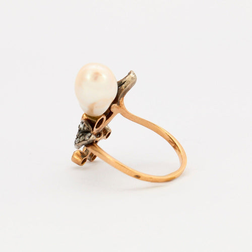 Bague 59 Bague Ancienne Abeille Perle diamants 58 Facettes