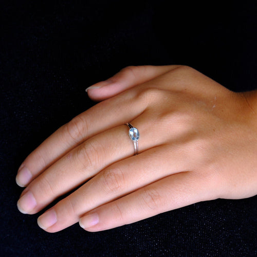 Bague 56 Bague Solitaire Topaze bleue 58 Facettes EL2-39