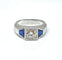 Bague Chevalière or blanc diamant 0,92 carat saphirs synthétiques 58 Facettes