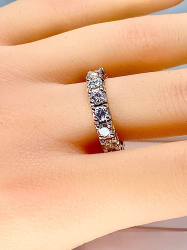 Bague 55 Alliance en or blanc 18 carats sertie de 16 diamants environ 2,80/3 carats 58 Facettes AB276